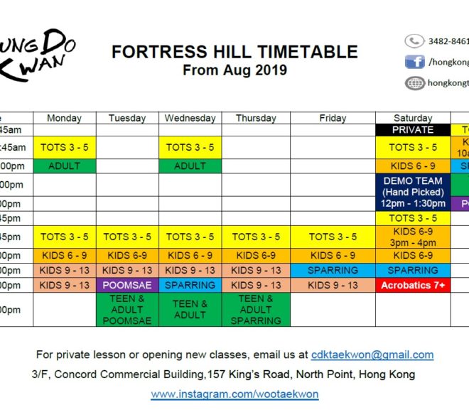 Timetable update for Fortress Hill v2 (Aug 2019)
