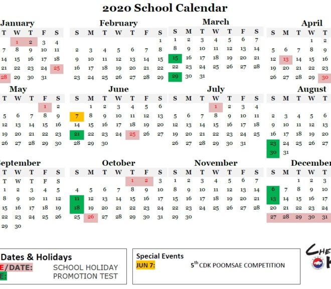 2020 Calendar Update